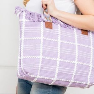 Brand new lilac tote bag with zipper closure
